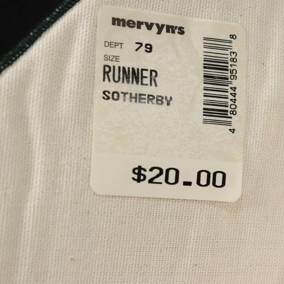 VTG Jacquard Damask Holiday Table Runner Floral Stripe Green Red 12" x  68" - Picture 7 of 7